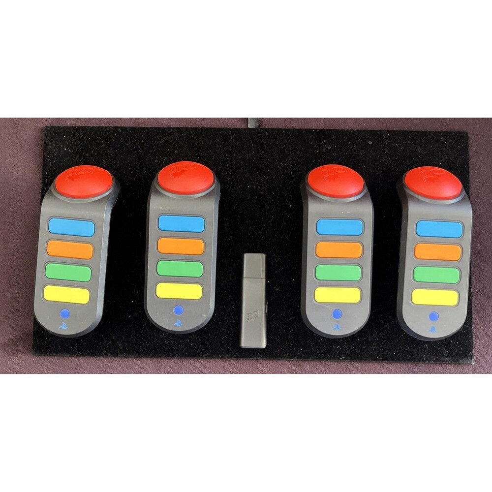 Buzz Quiz TV (Sony PlayStation 3, 2008) PS3 Buzzer 4 Controller Set With Dongle